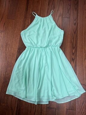 LUSH Mint Green Chiffon Spring Halter Skater Dress size M